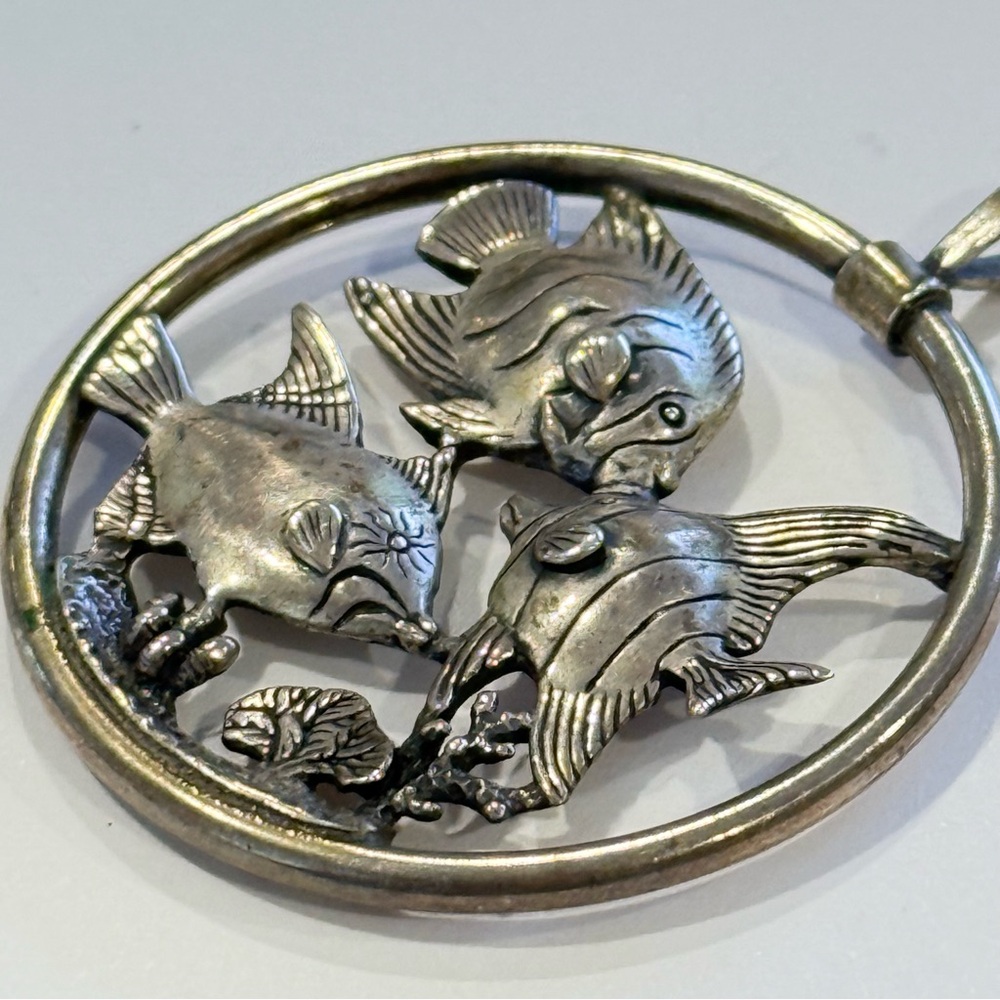 Kabana 925 Sterling Silver Fish Coral Reef Nautical Sea Puffy Etched Ocean - Picture 4 of 8